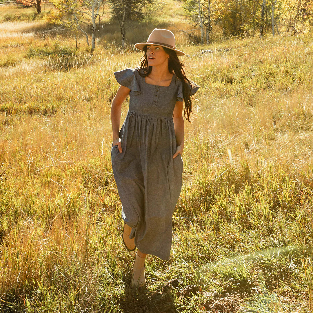 Hailey Maxi Dress, Black Chambray - Image 11