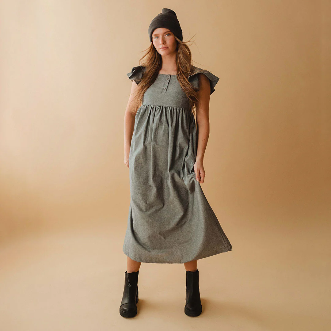 Hailey Maxi Dress, Black Chambray - Image 4