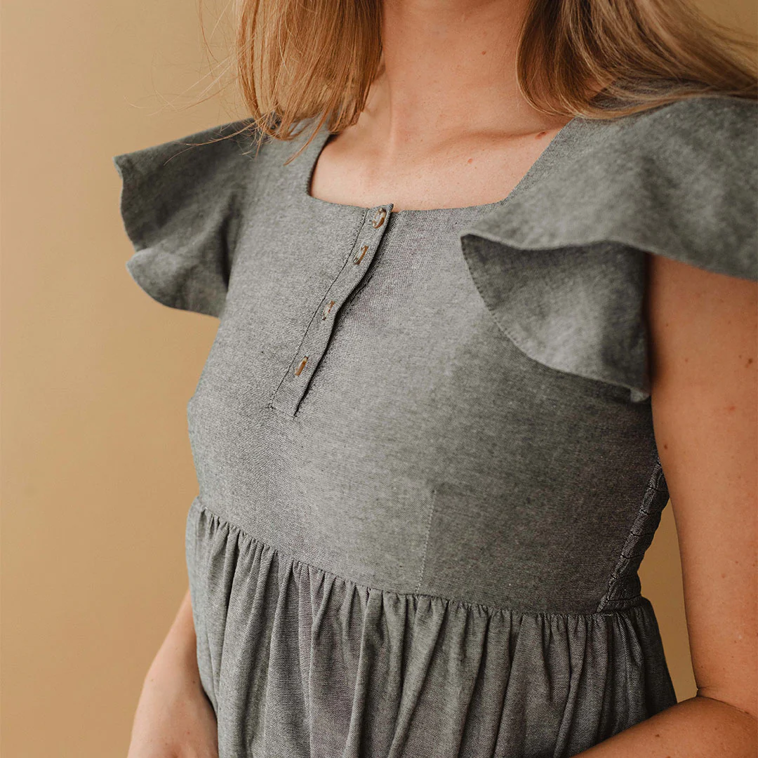 Hailey Maxi Dress, Black Chambray - Image 8