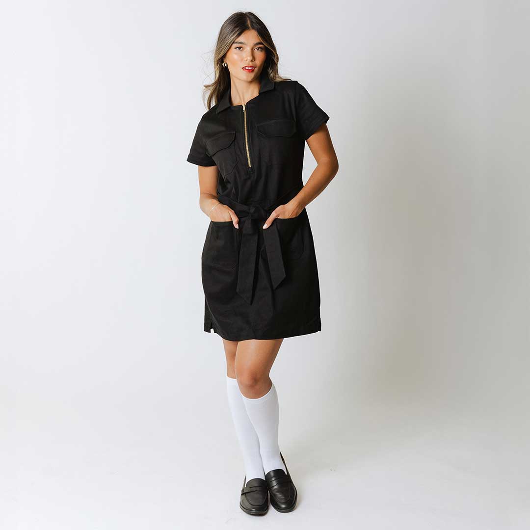 Hamptons Dress, Black Canvas - Image 3