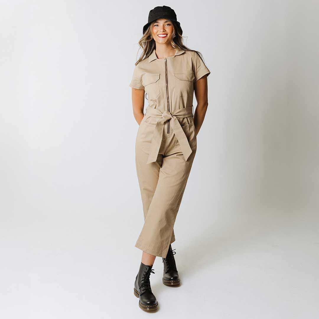 Hamptons Jumpsuit, Toffee Canvas - Image 3