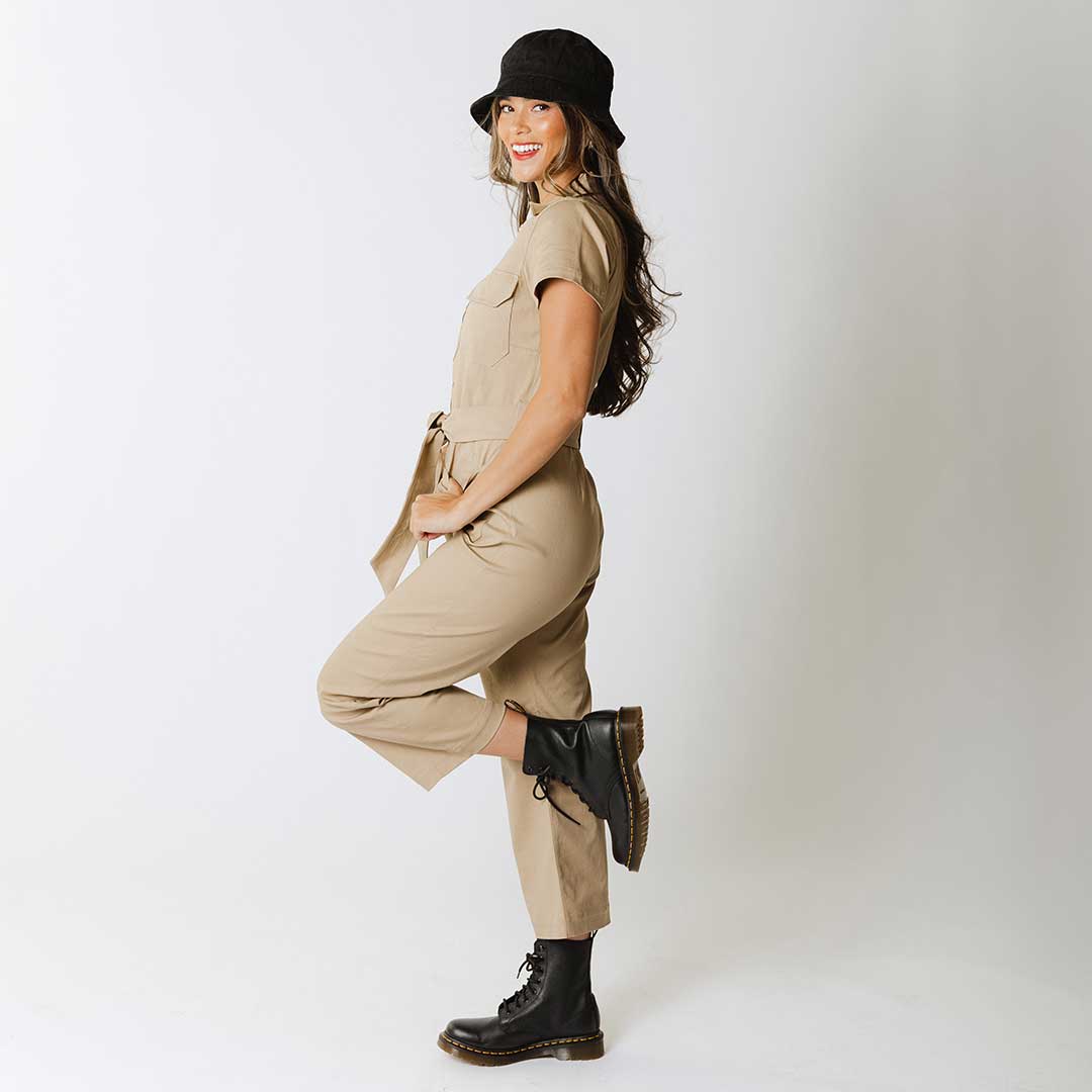 Hamptons Jumpsuit, Toffee Canvas - Image 4