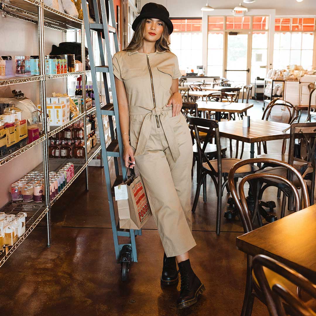 Hamptons Jumpsuit, Toffee Canvas - Image 8
