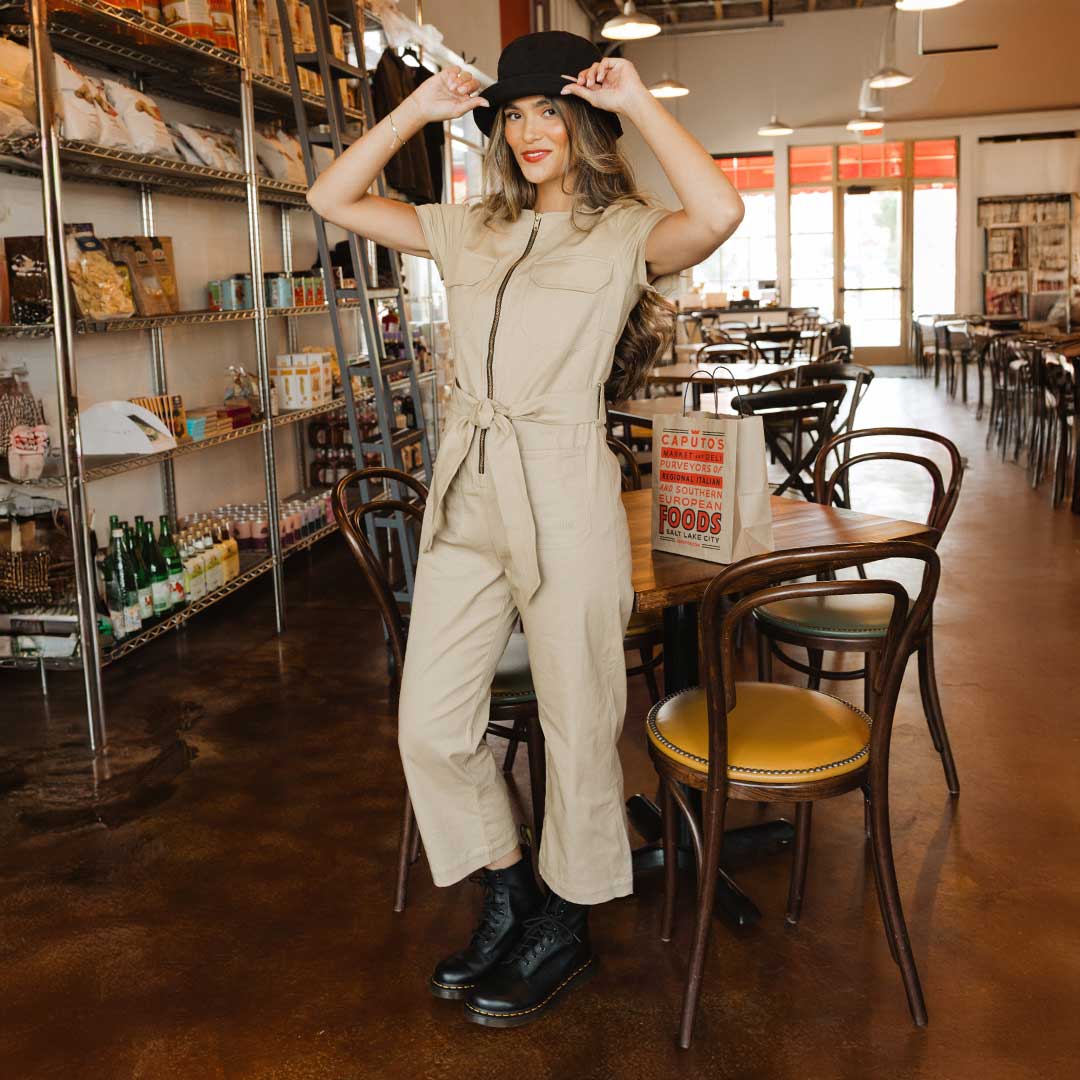 Hamptons Jumpsuit, Toffee Canvas - Image 9