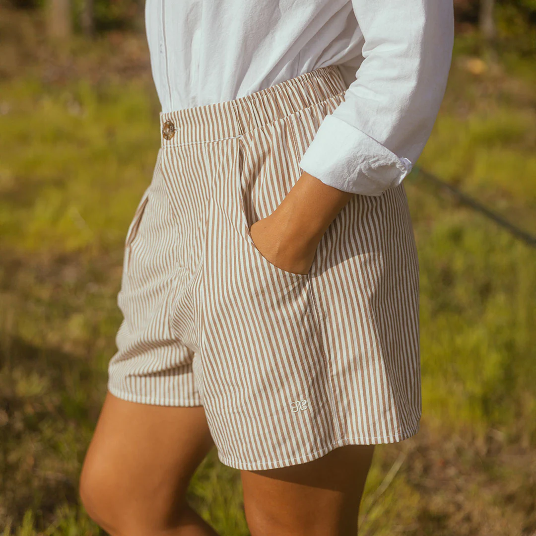 Harvest Shorts, Brown and White Stripe - Image 3