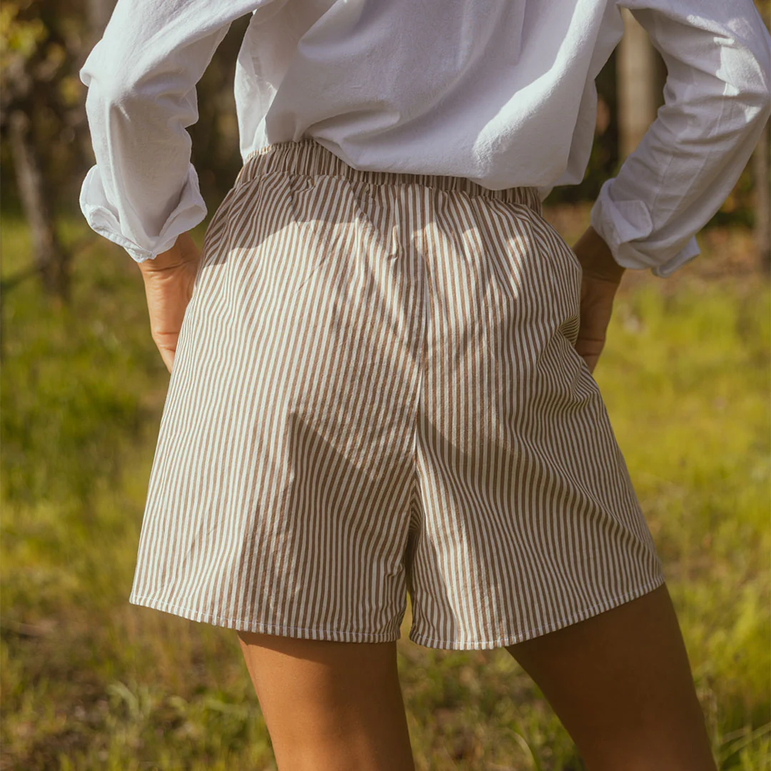 Harvest Shorts, Brown and White Stripe - Image 4