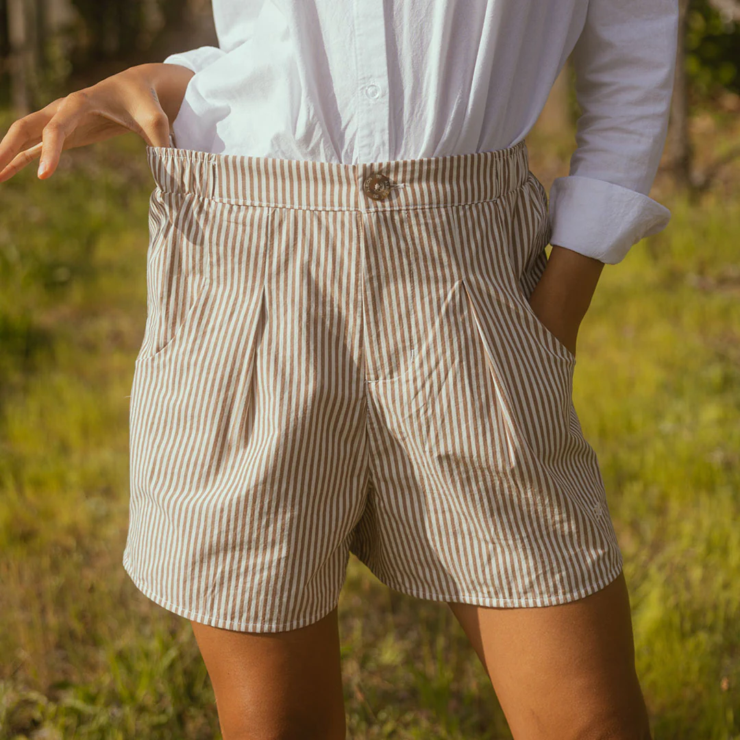 Harvest Shorts, Brown and White Stripe - Image 5
