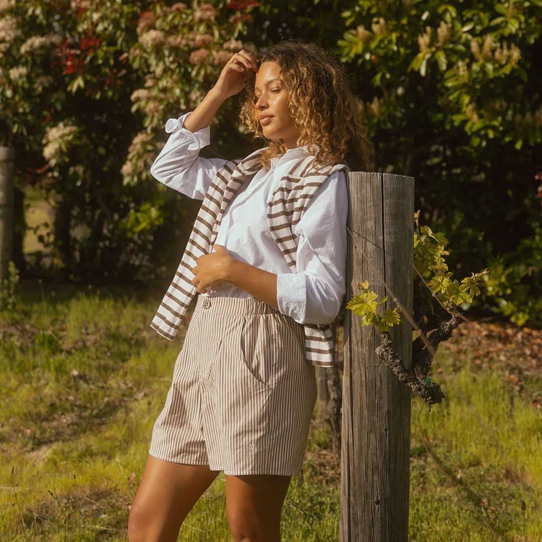 Harvest Shorts, Brown and White Stripe - Image 6
