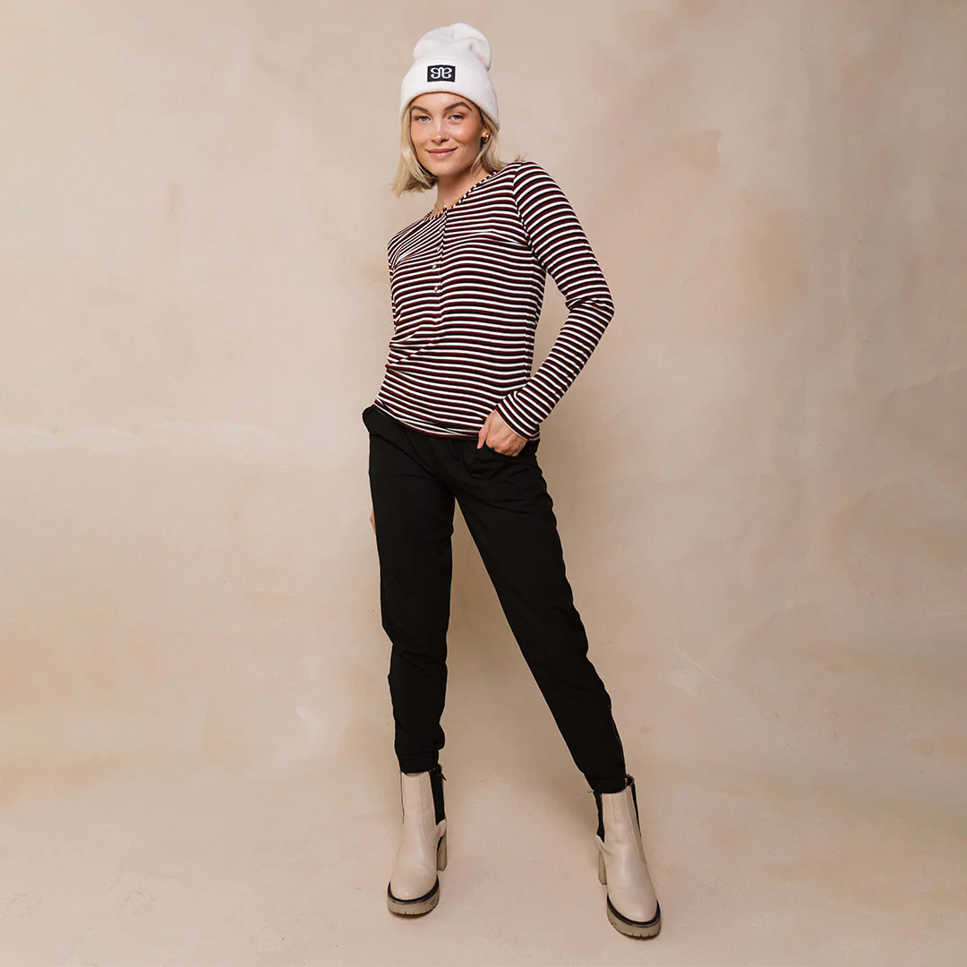 Henley, Burgundy Stripe - Image 11