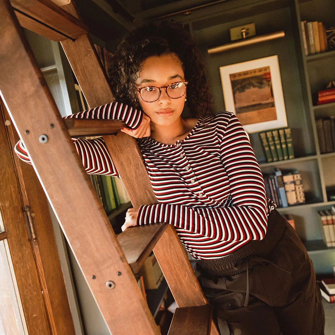 Henley, Burgundy Stripe - Image 13