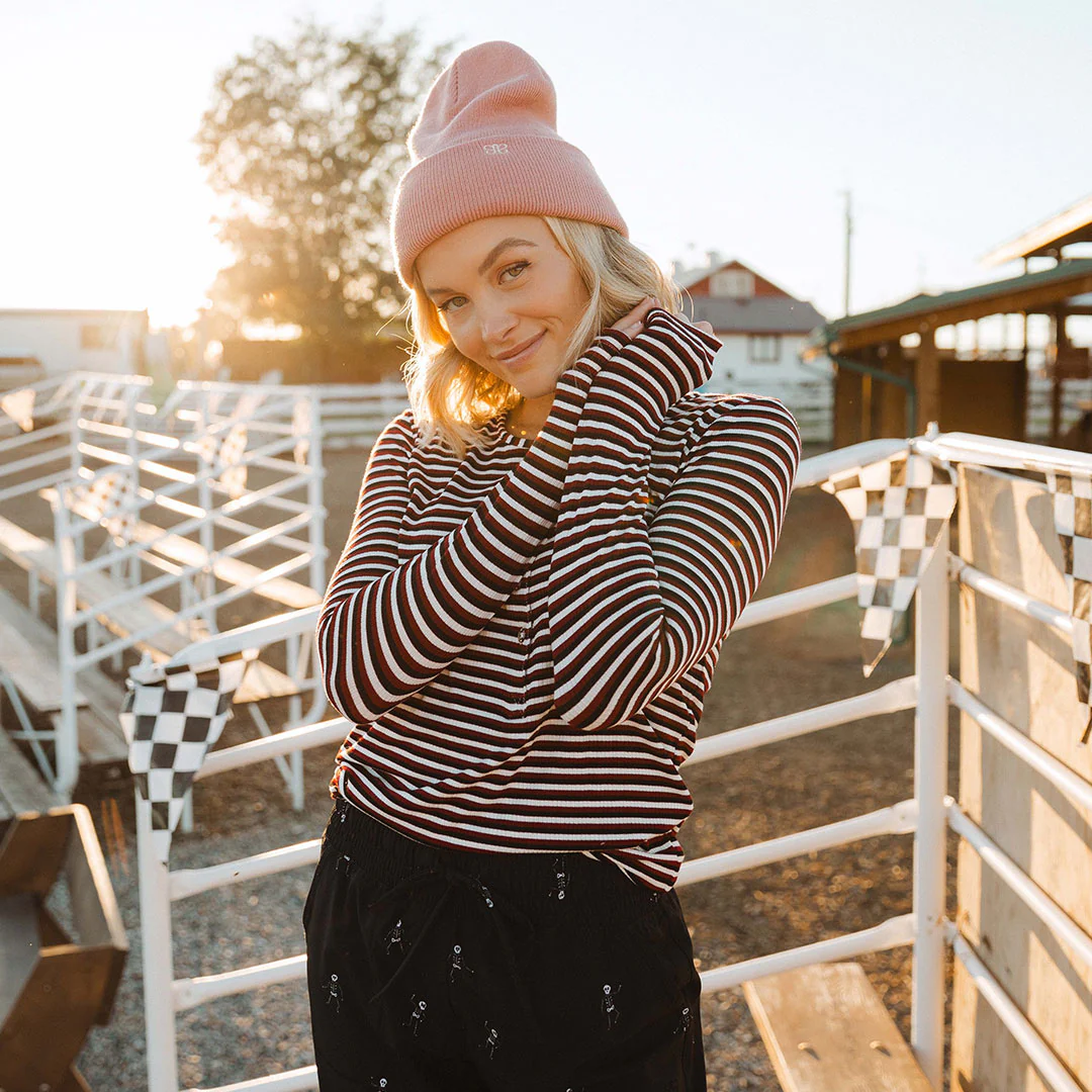 Henley, Burgundy Stripe - Image 3