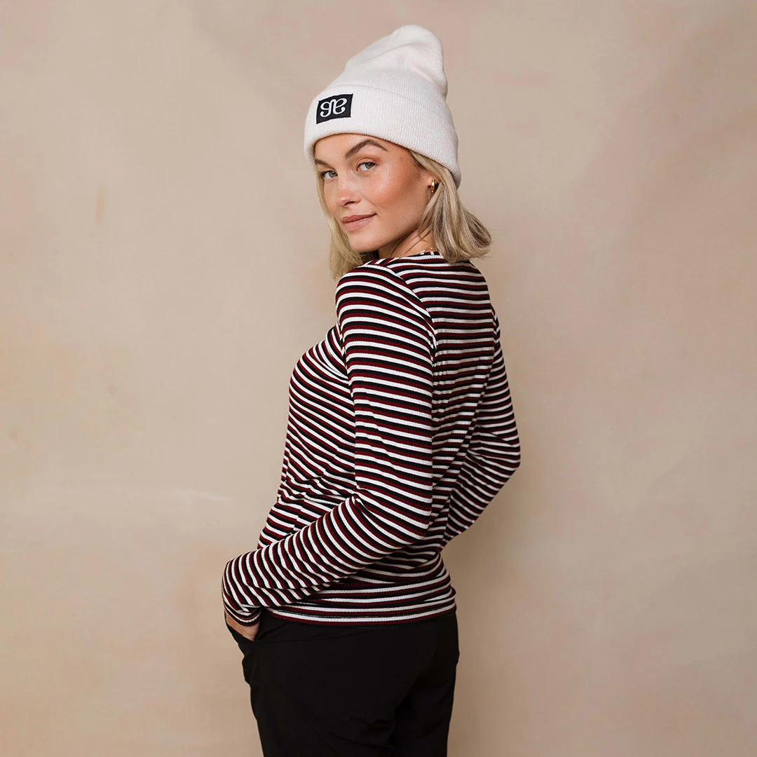 Henley, Burgundy Stripe - Image 5