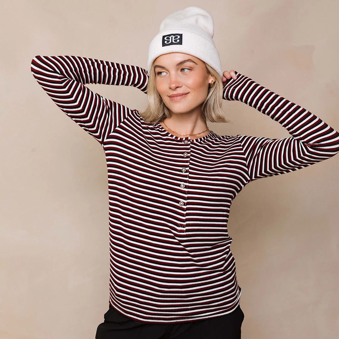 Henley, Burgundy Stripe - Image 7