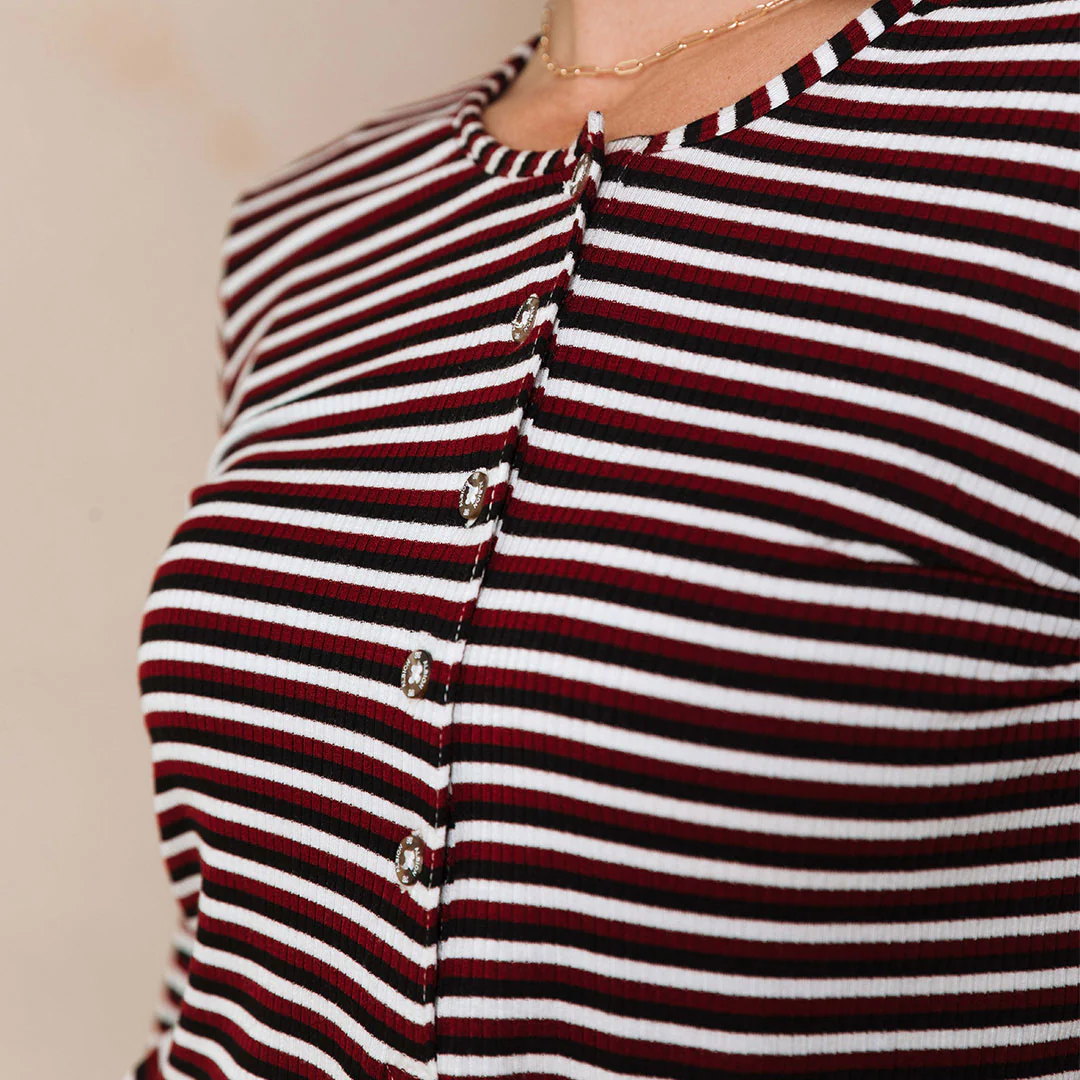 Henley, Burgundy Stripe - Image 8