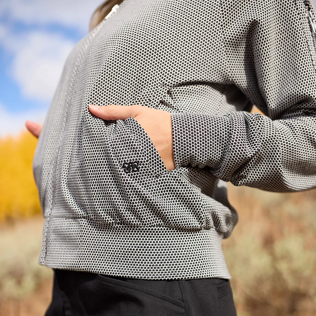 Honeycomb Bomber Jacket, Black - Image 3