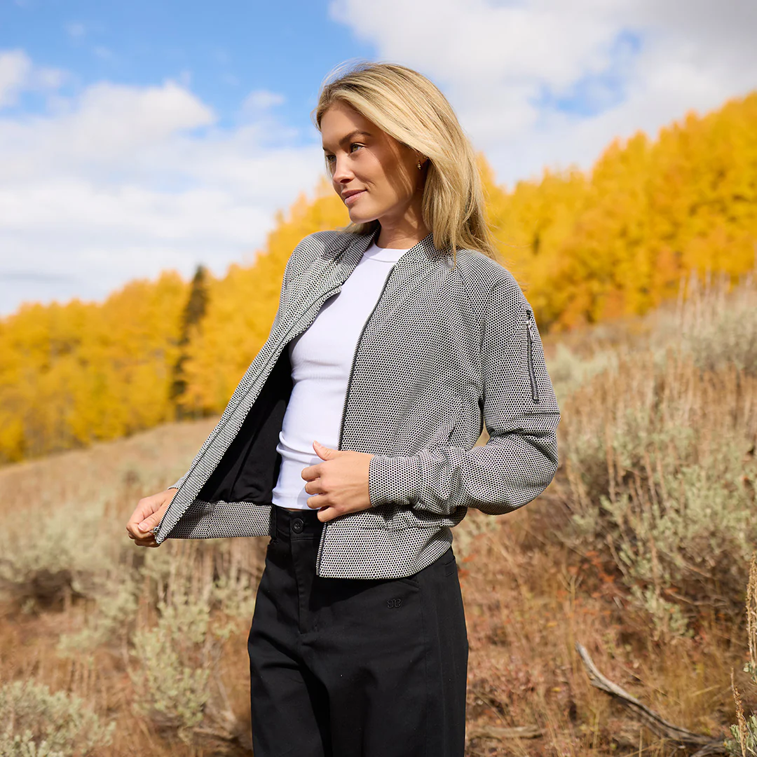 Honeycomb Bomber Jacket, Black - Image 4