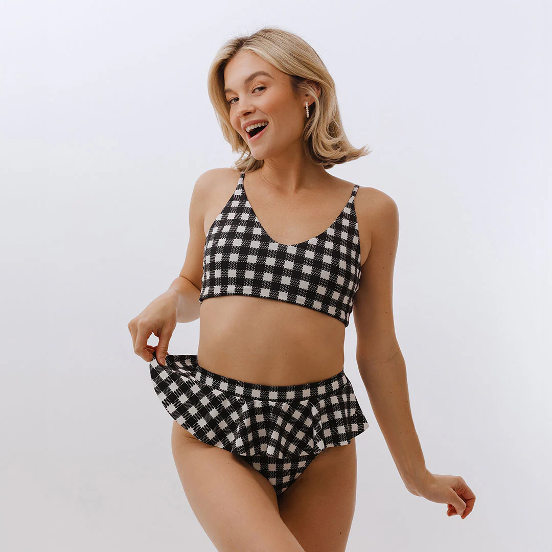 Island Time Black and White Peplum Bikini Bottoms - Image 5