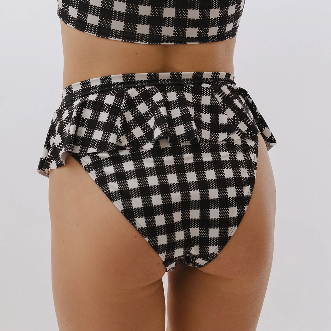 Island Time Black and White Peplum Bikini Bottoms - Image 7
