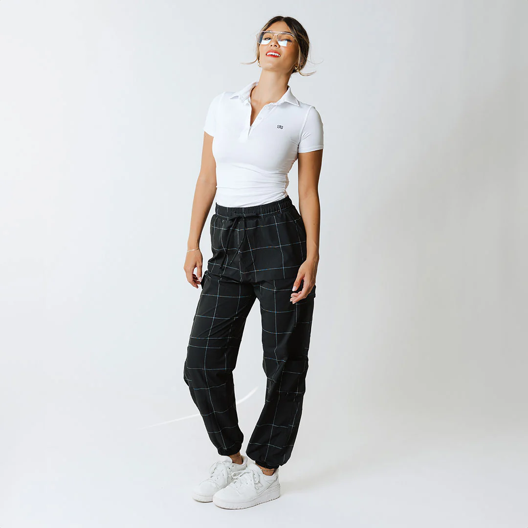 Jetsetter Cargo Joggers, Black Windowpane - Image 11