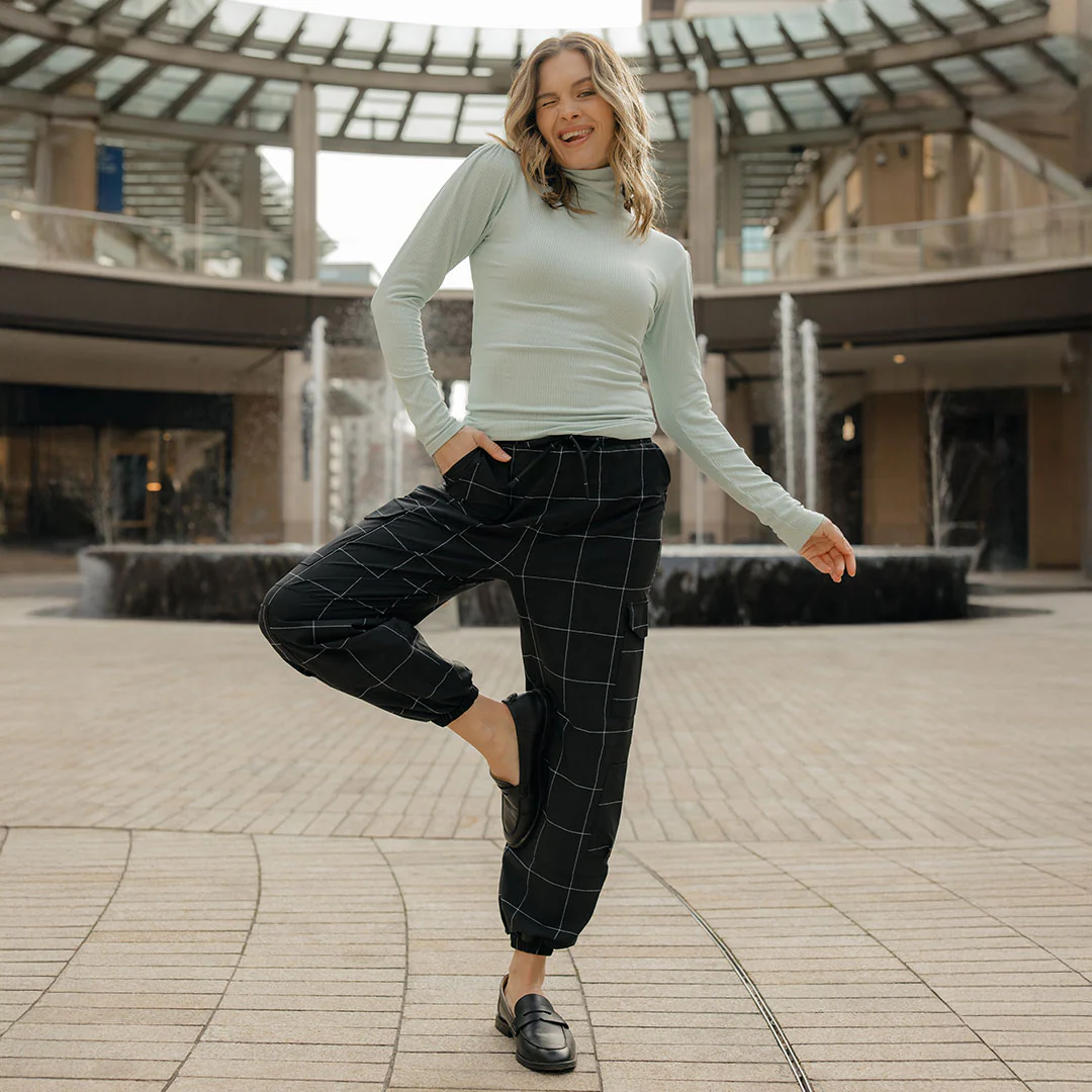 Jetsetter Cargo Joggers, Black Windowpane - Image 3