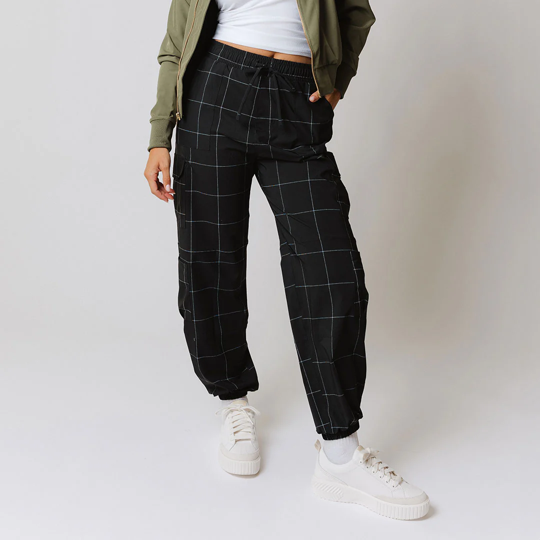 Jetsetter Cargo Joggers, Black Windowpane - Image 5