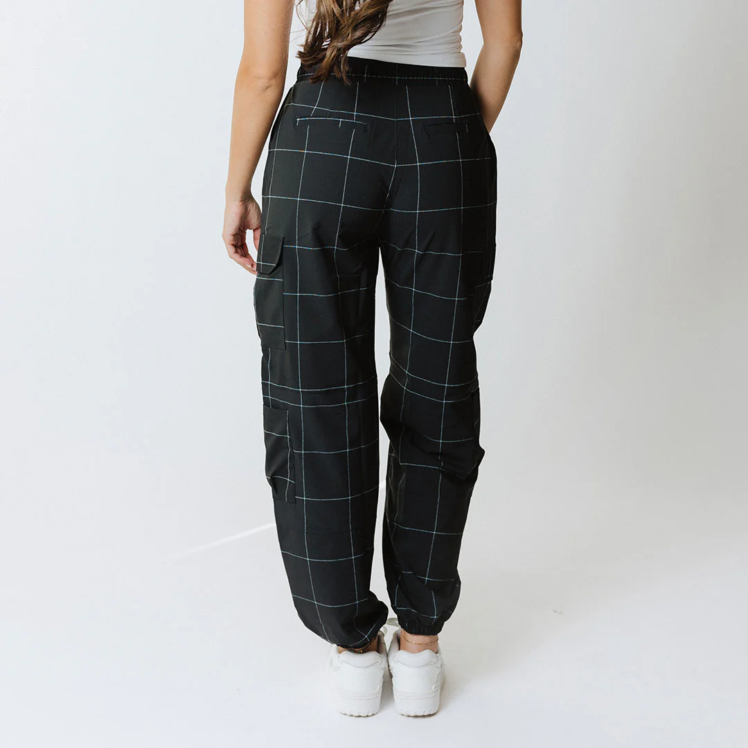 Jetsetter Cargo Joggers, Black Windowpane - Image 9