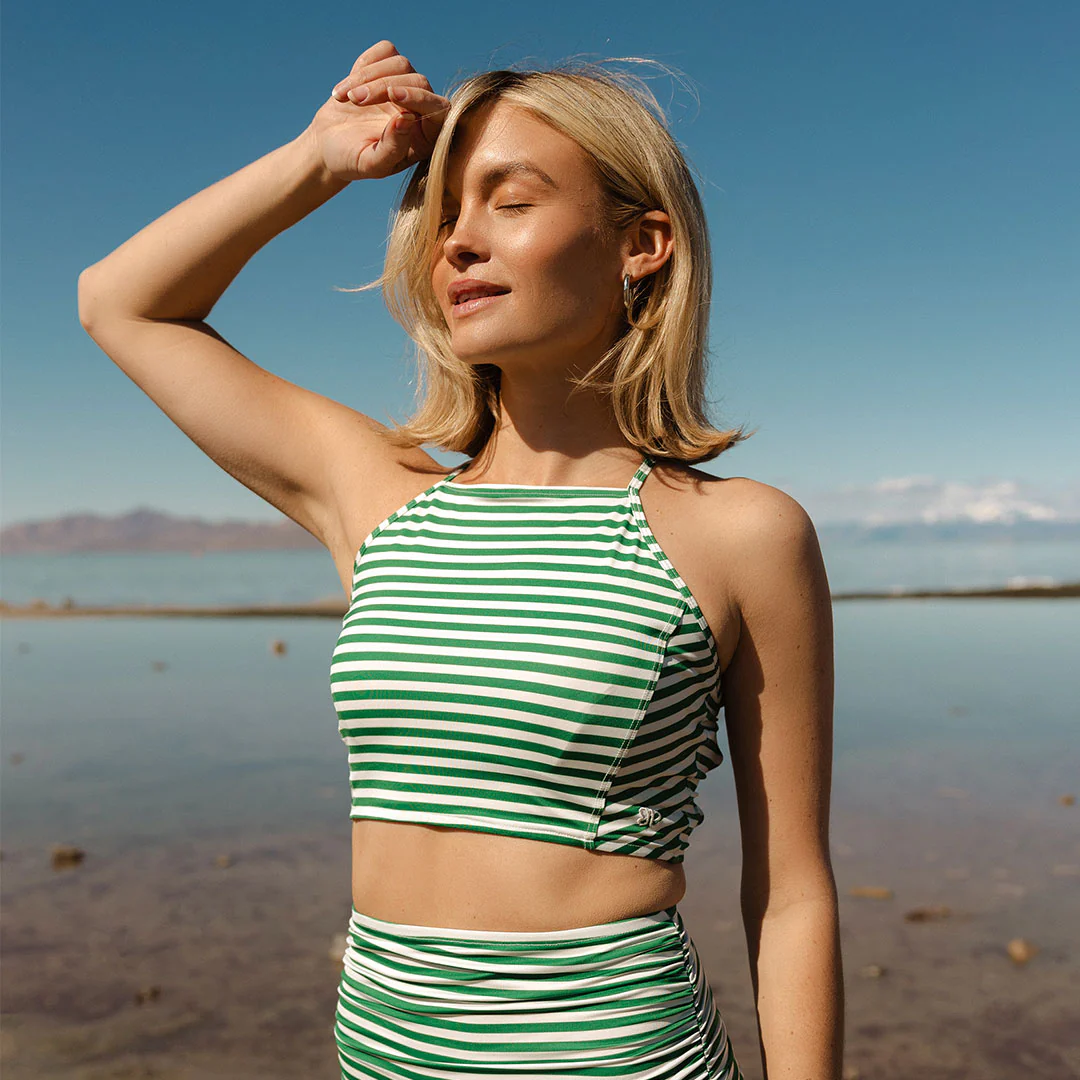 Kelly Green Stripe Switchback Crop - Image 5