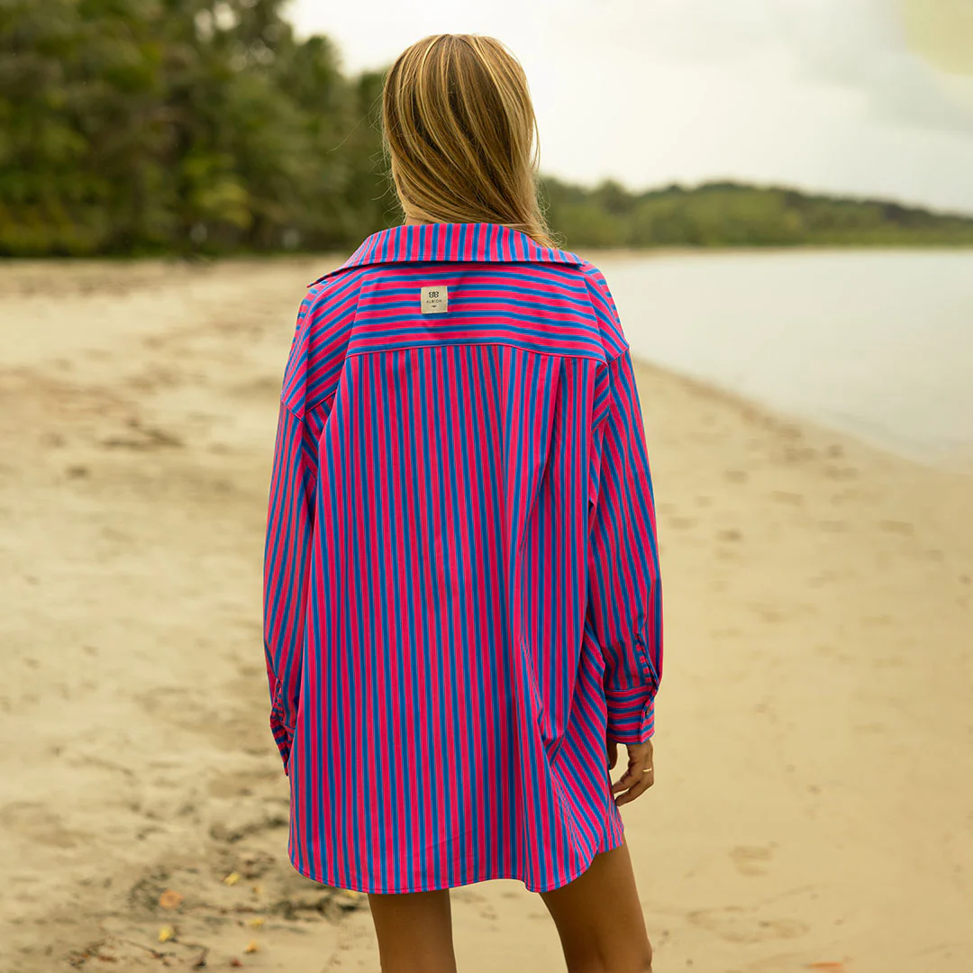 Kimber Button Down, Berry Stripe - Image 4