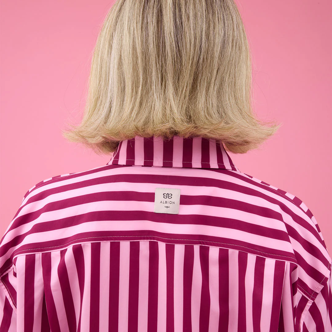 Kimber Button Down, Cranberry Stripe - Image 5