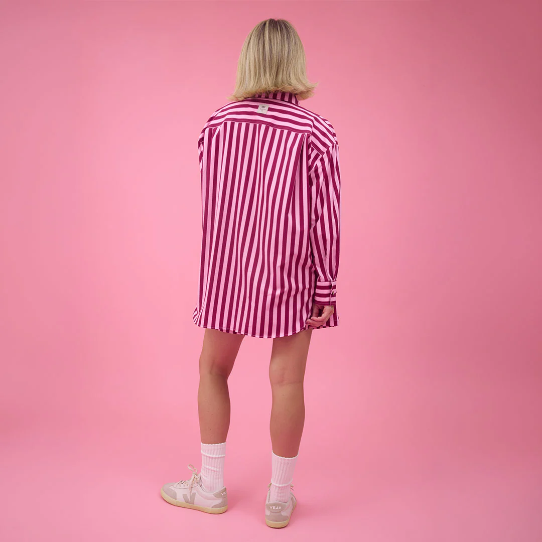 Kimber Button Down, Cranberry Stripe - Image 8