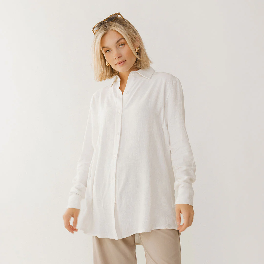 Long Tunic Button Down, Natural - Image 4