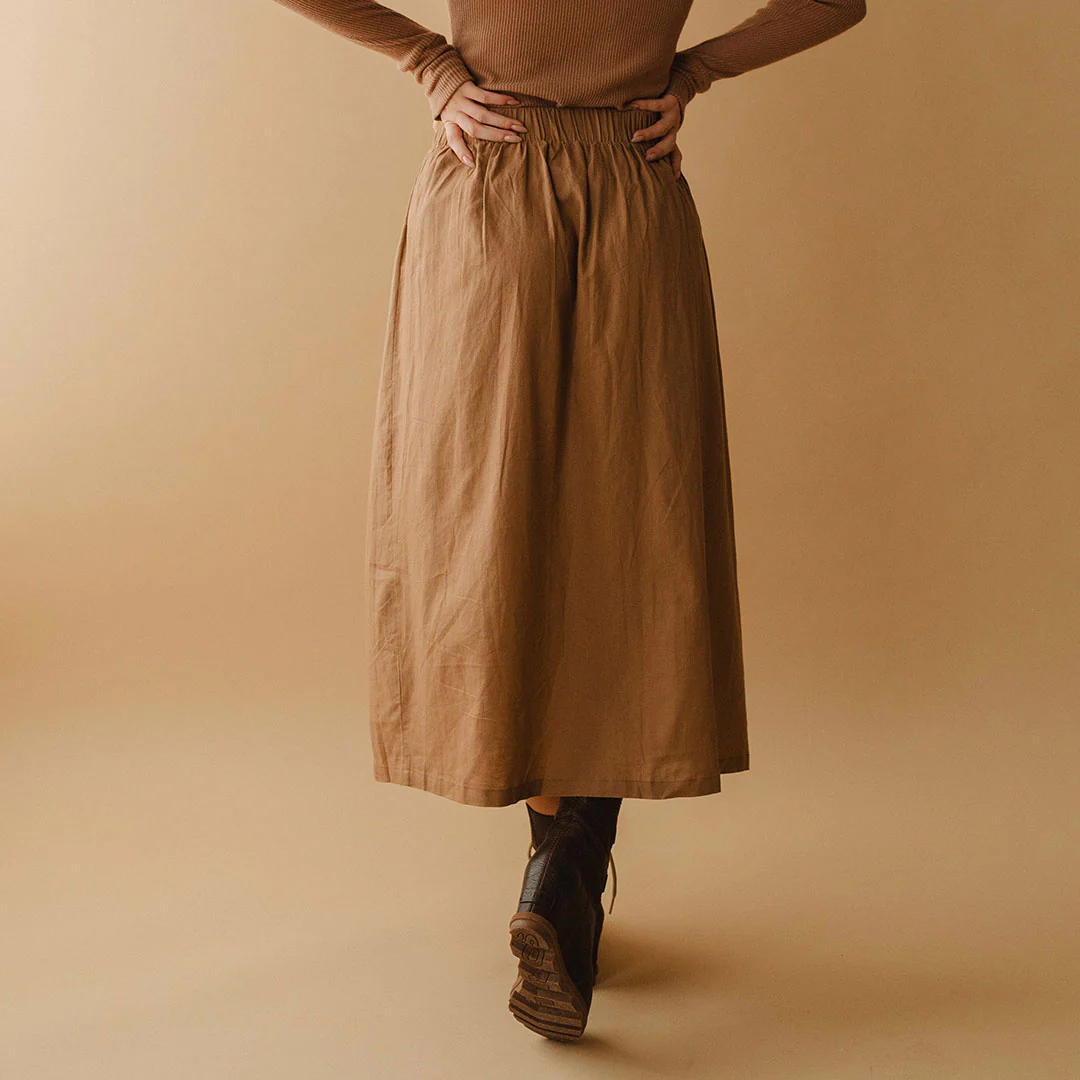 Maxi Button Skirt, Camel - Image 6