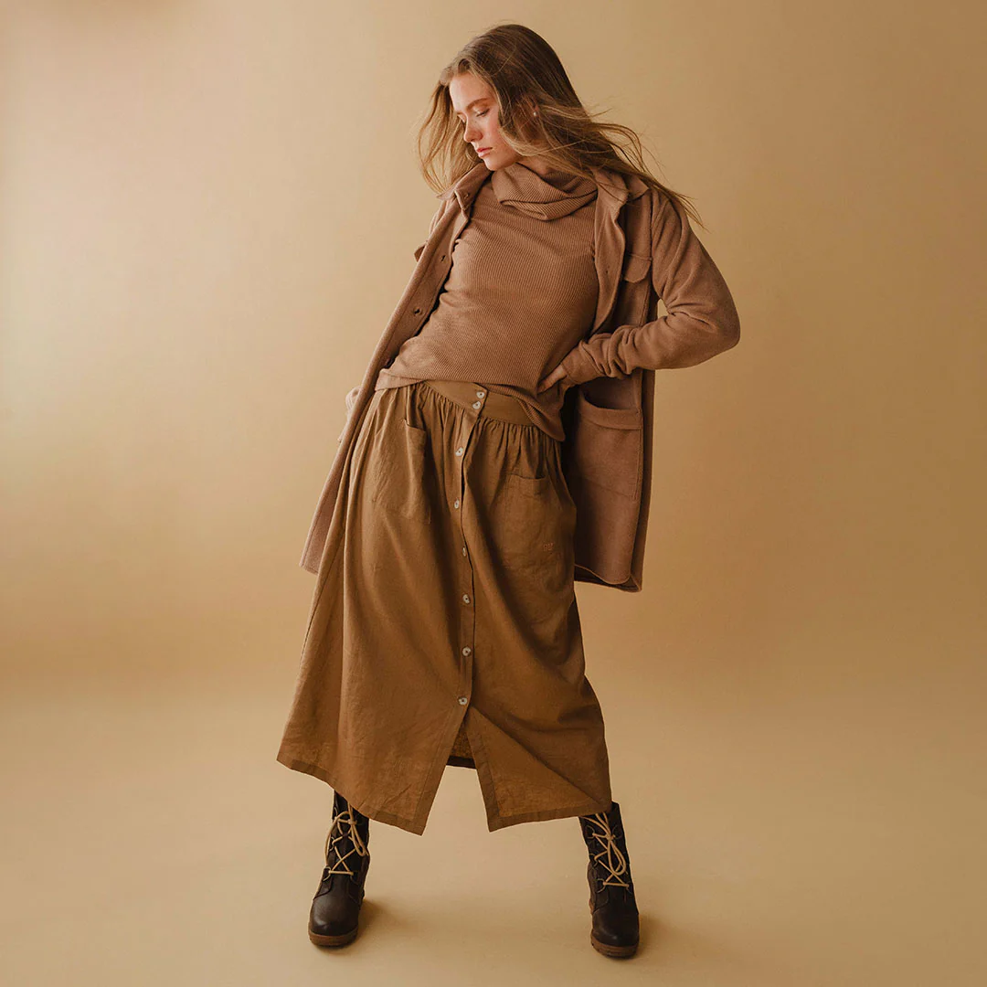 Maxi Button Skirt, Camel - Image 8