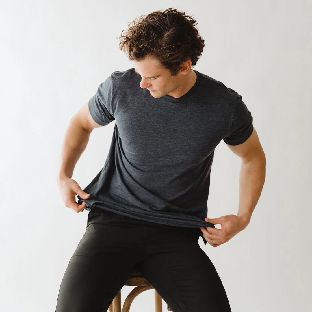 Men's Classic Tee, Heather Navy - Image 3