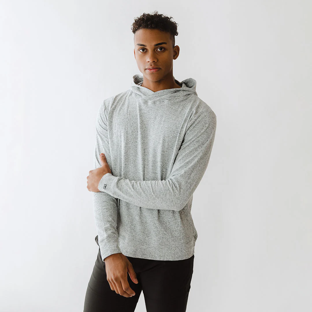 Men's Travel Hoodie, Heather Grey - Image 3