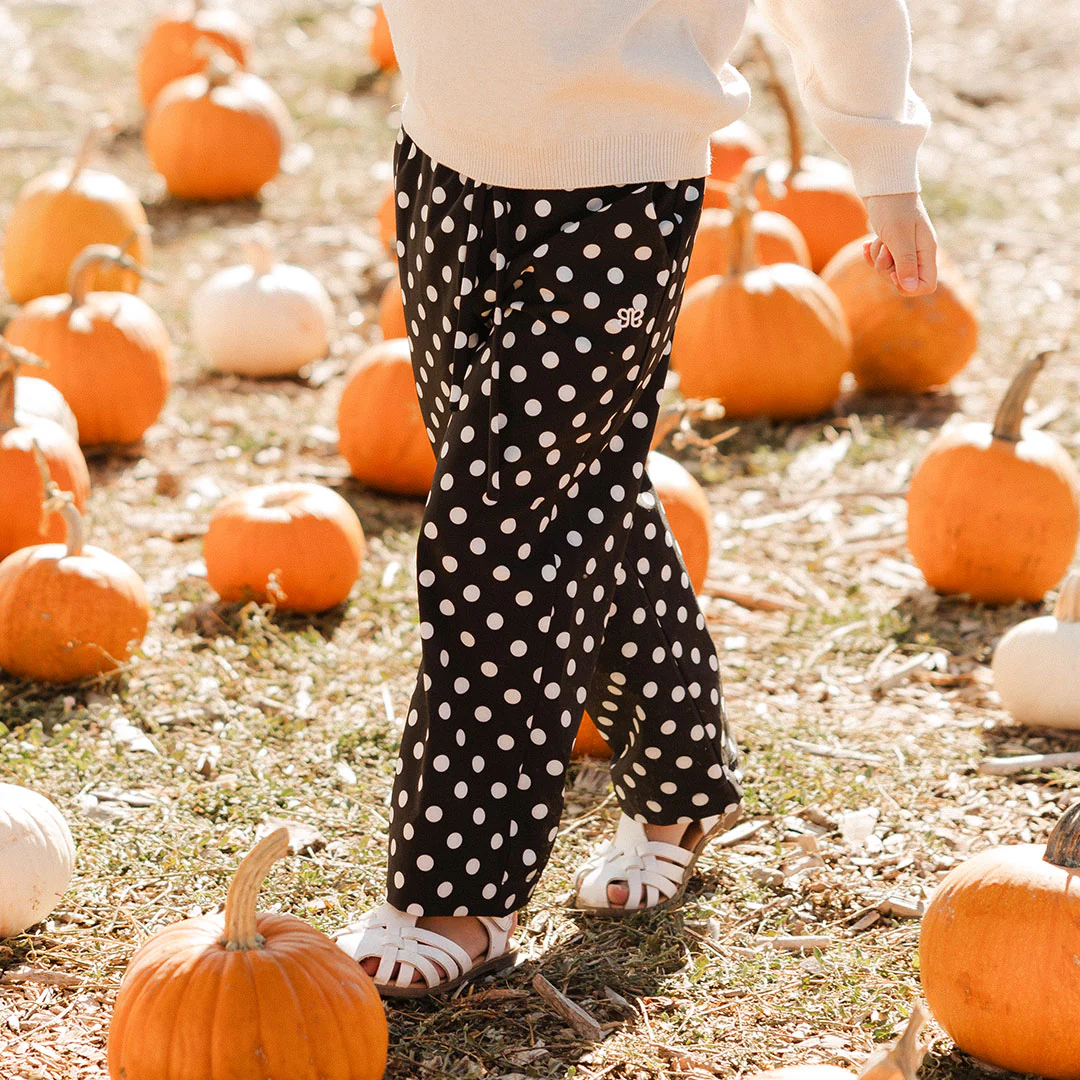 Mini Audrey Wide Leg Pants, Black Polka Dot - Image 4