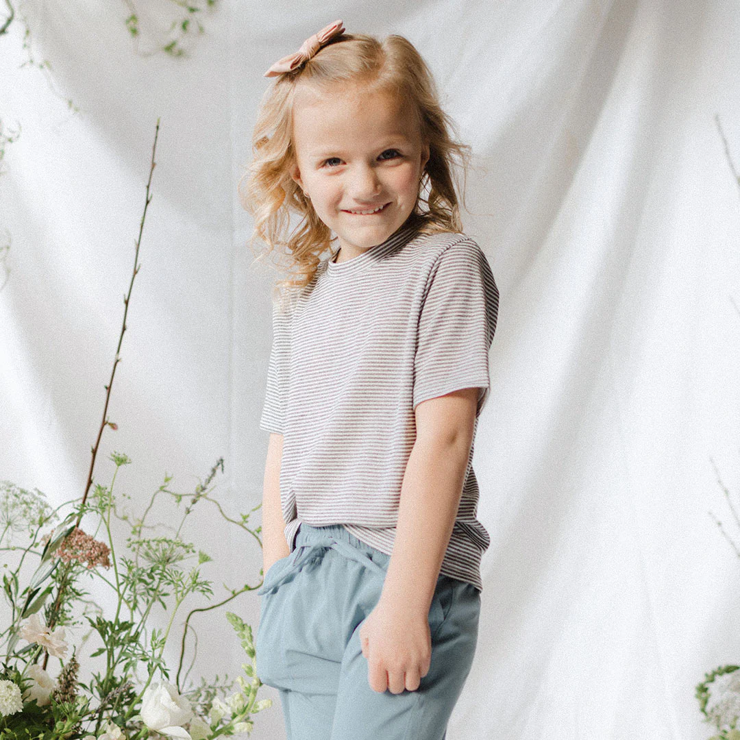 Mini Basic Tee, Grey Micro Stripe - Image 3