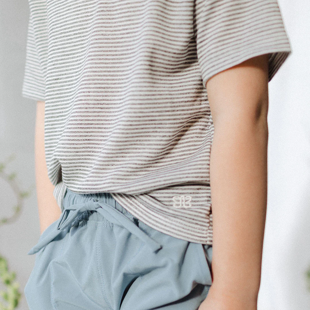 Mini Basic Tee, Grey Micro Stripe - Image 4