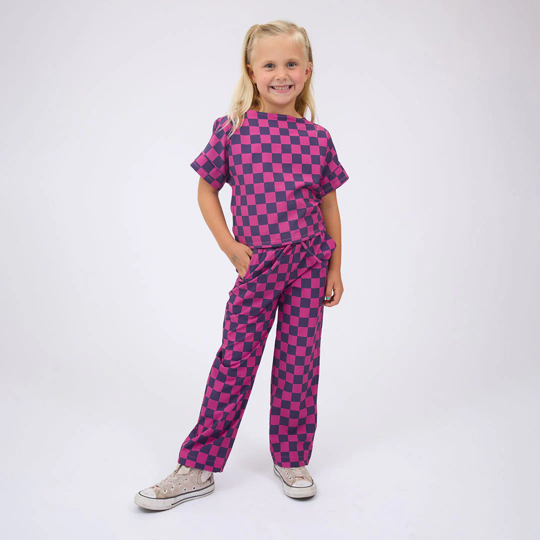 Mini Boss Tee, Purple/Pink Check - Image 2