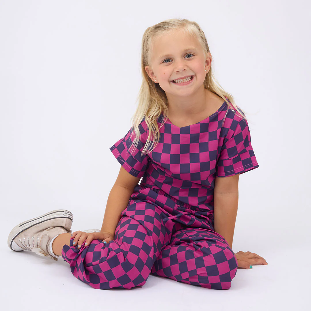 Mini Boss Tee, Purple/Pink Check - Image 3