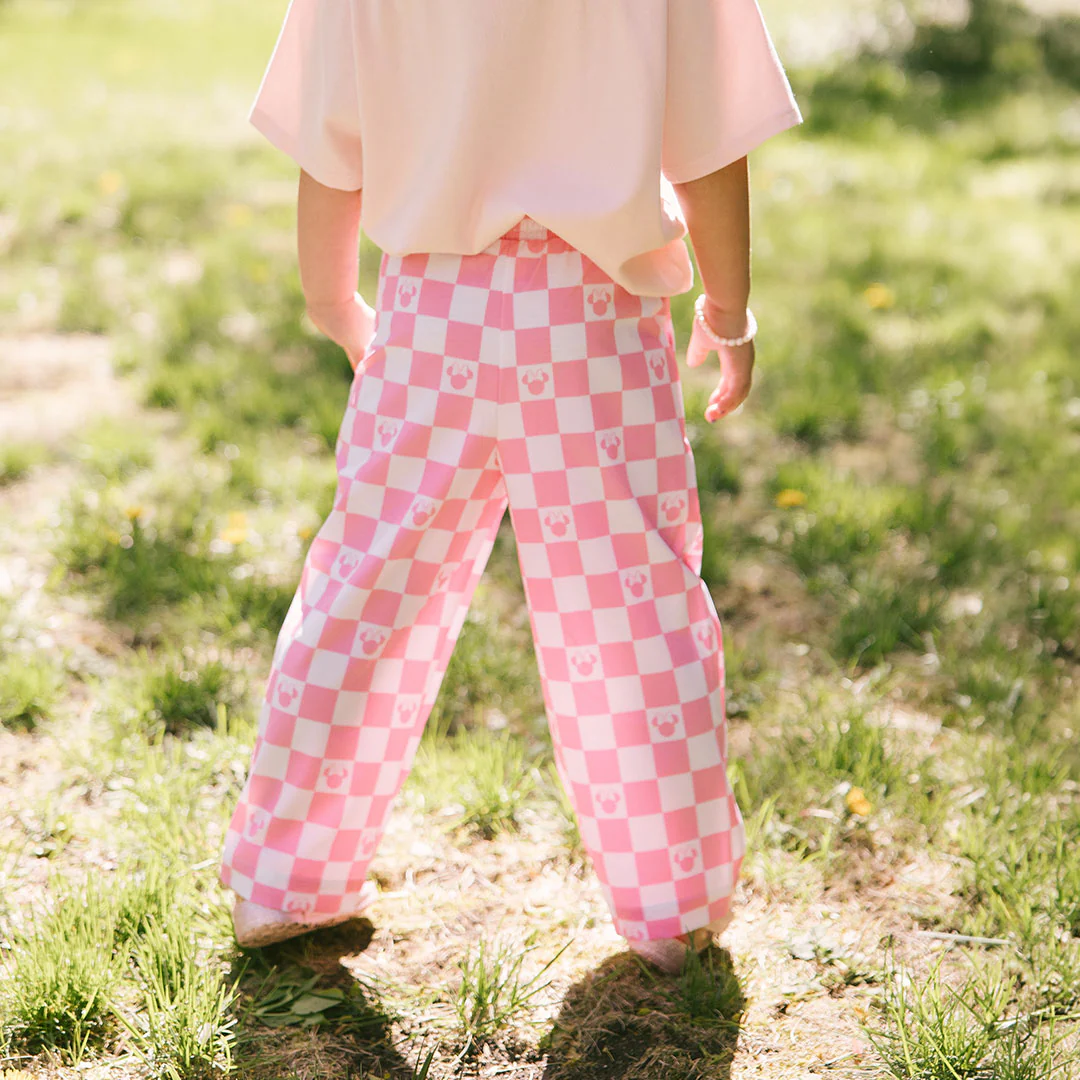 Mini Disney Audrey Wide Leg Pants, Pink Check - Image 6