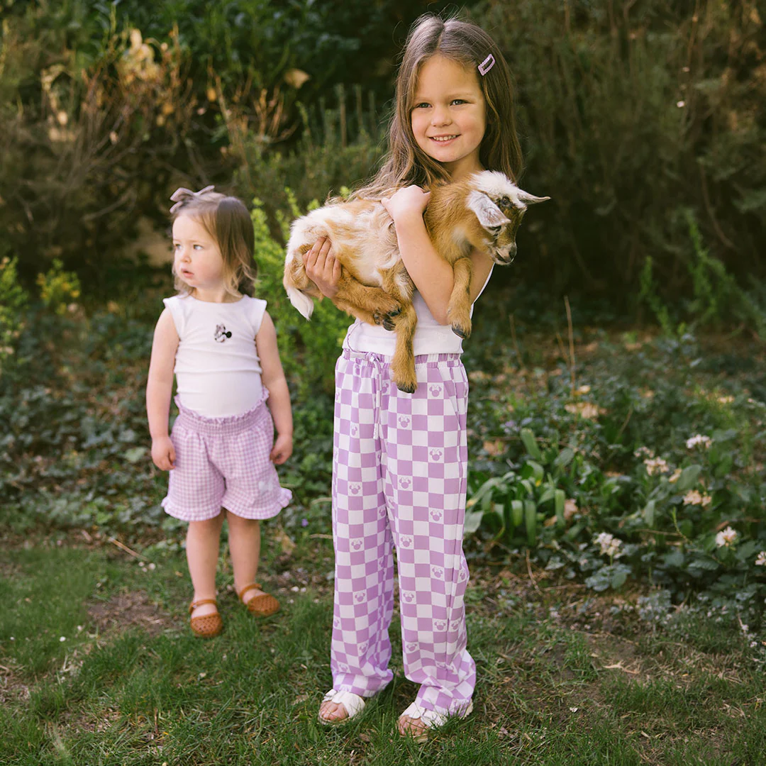 Mini Disney Audrey Wide Leg Pants, Purple Check - Image 3