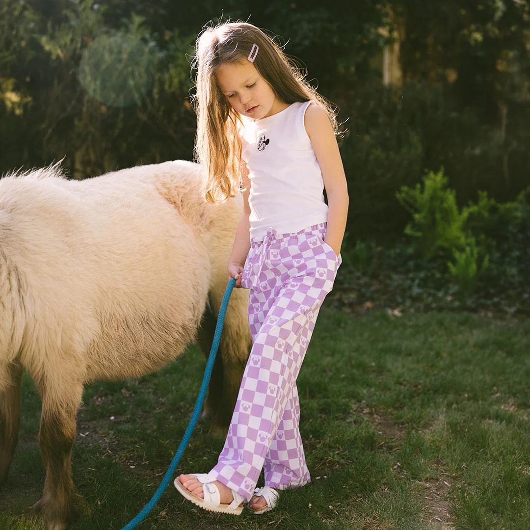 Mini Disney Audrey Wide Leg Pants, Purple Check - Image 5