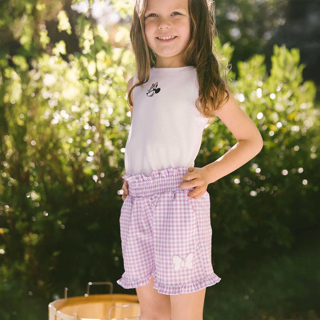 Mini Disney Bow Lake Shorts, Purple Gingham - Image 10