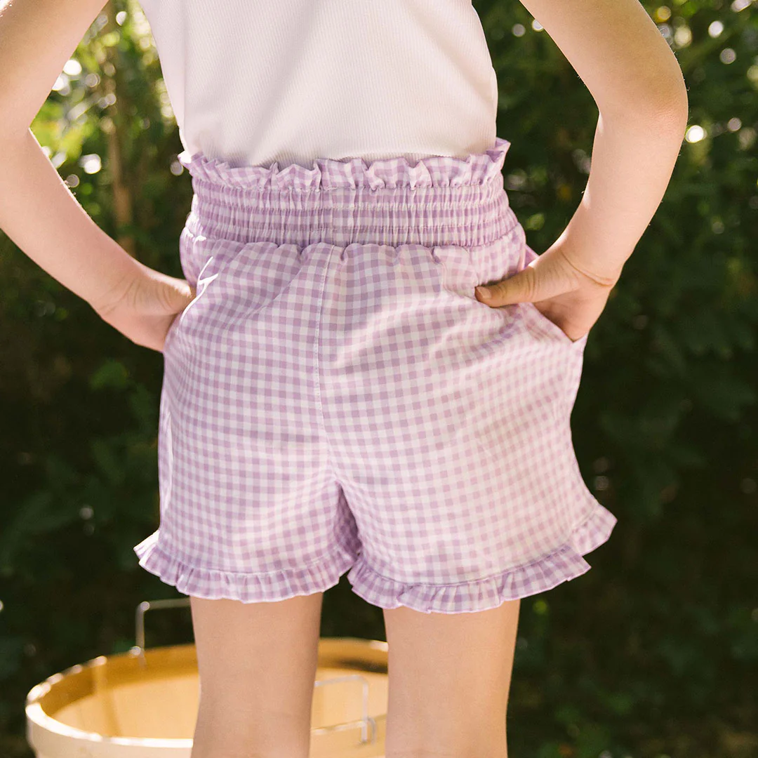 Mini Disney Bow Lake Shorts, Purple Gingham - Image 11
