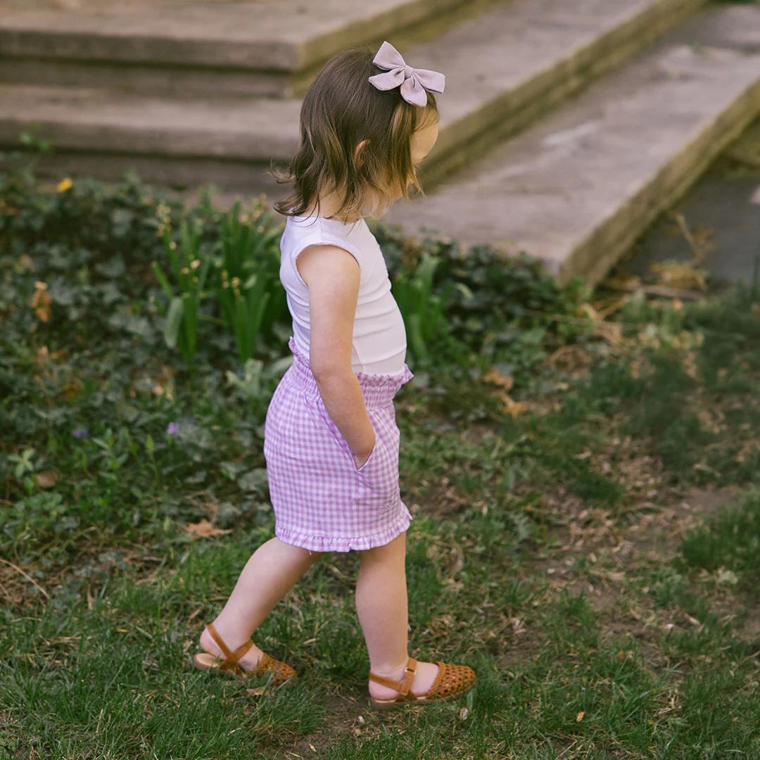 Mini Disney Bow Lake Shorts, Purple Gingham - Image 4