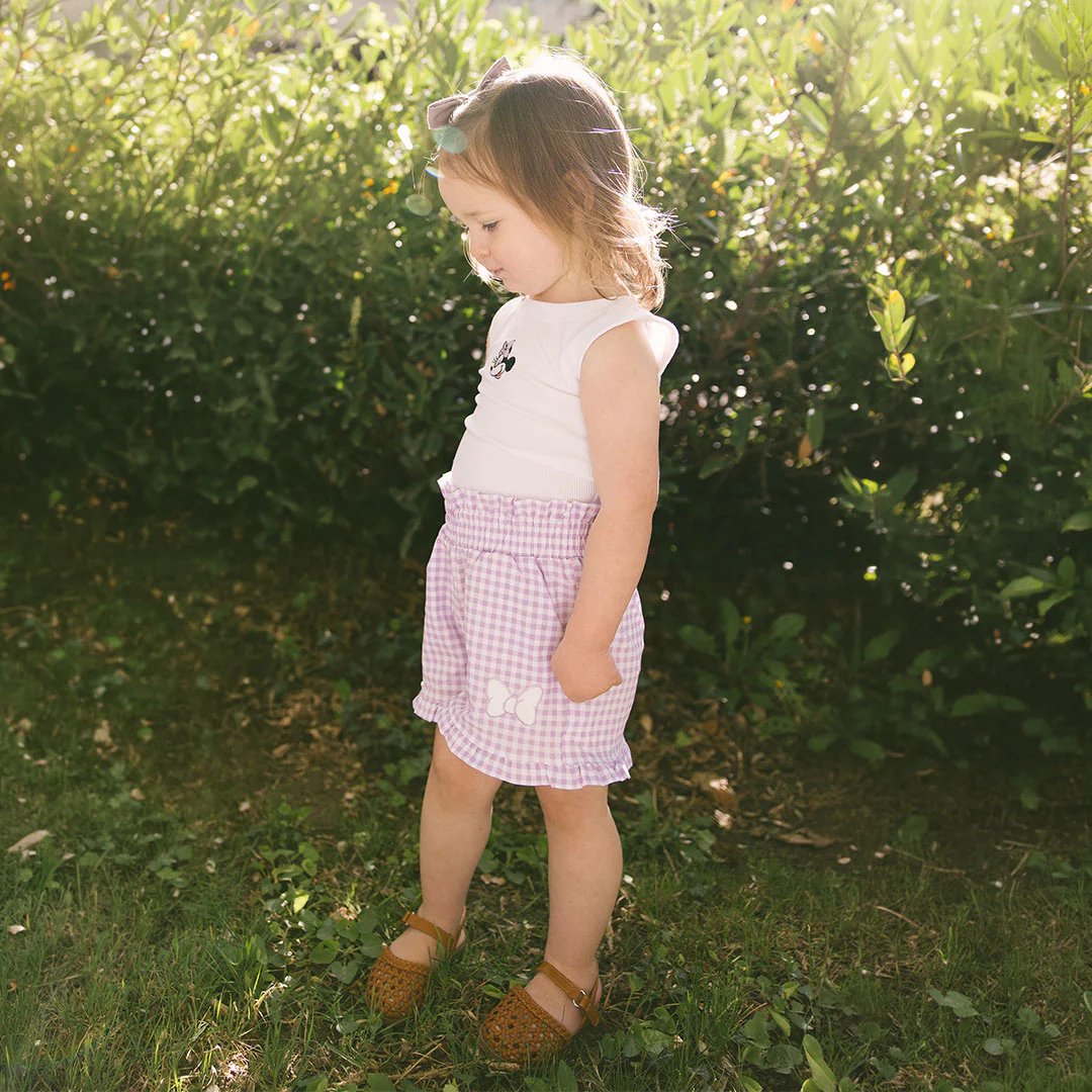 Mini Disney Bow Lake Shorts, Purple Gingham - Image 5