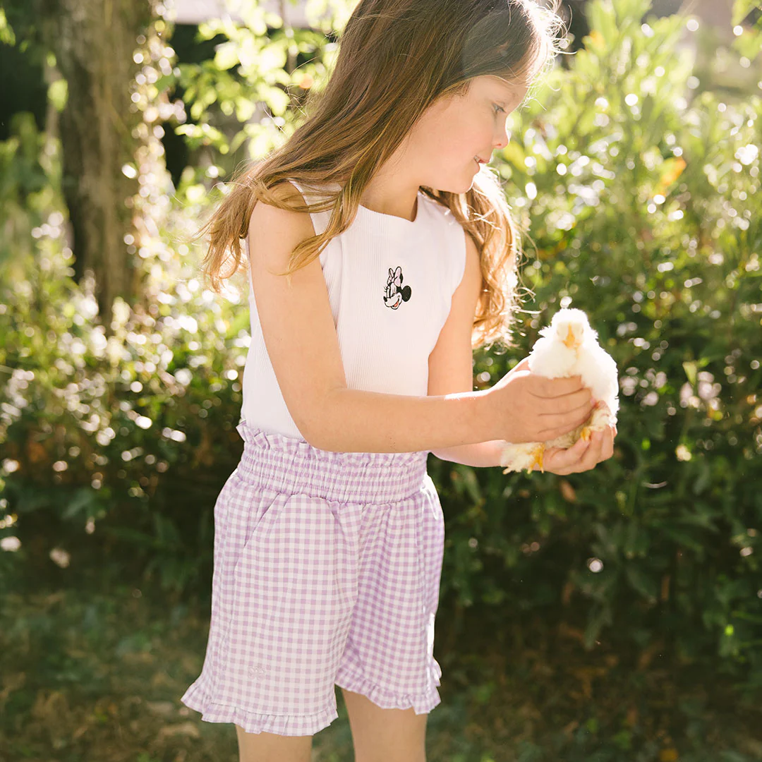 Mini Disney Bow Lake Shorts, Purple Gingham - Image 6