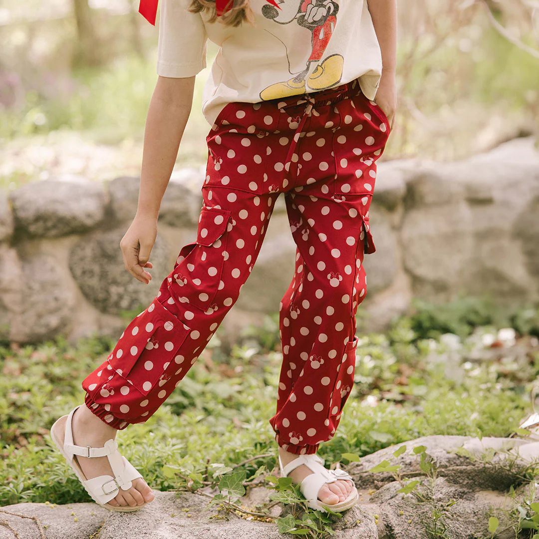 Mini Disney Cargo Joggers, Red Dot - Image 3