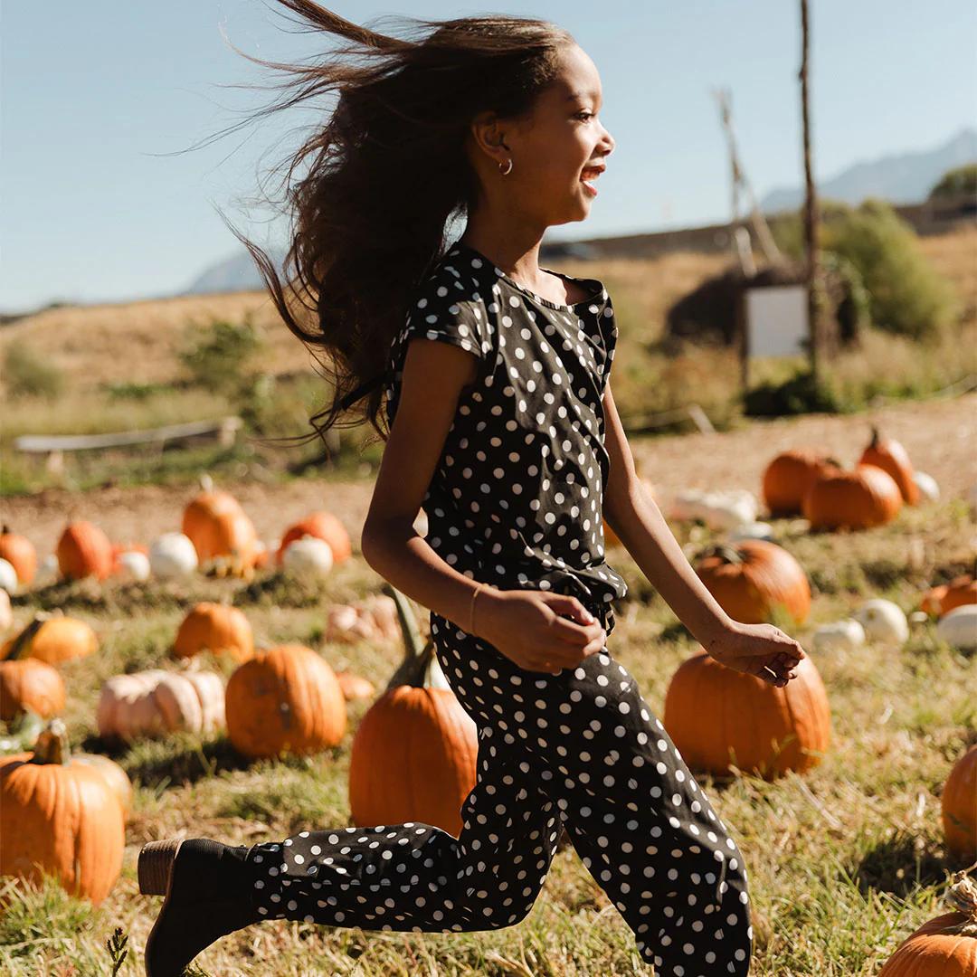 Mini Jumpsuit, Black Polka Dot - Image 4